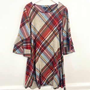 Like NEW R&K Plaid Bell Sleeve Mini Dress | Long Sleeve Dress